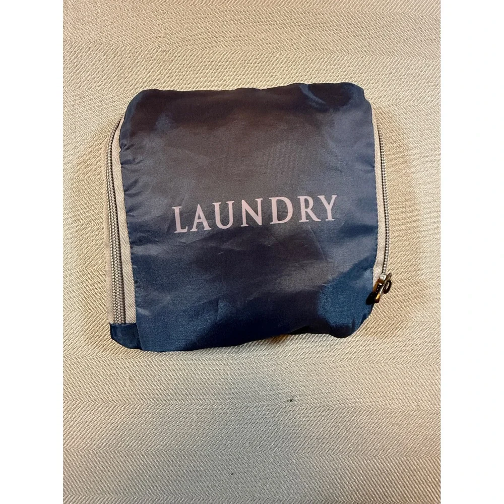 The Art of Packing Navy Blue Travel Laundry Bag Foldable Pouch Drawstring Nylon